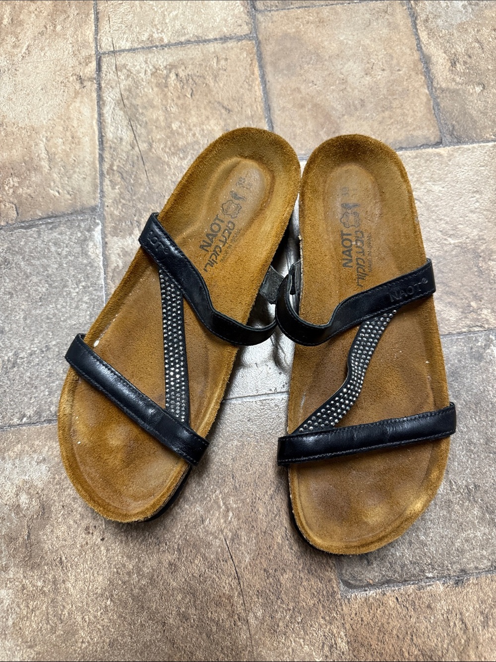 Naot Black Embellished Strap Sandals size 38